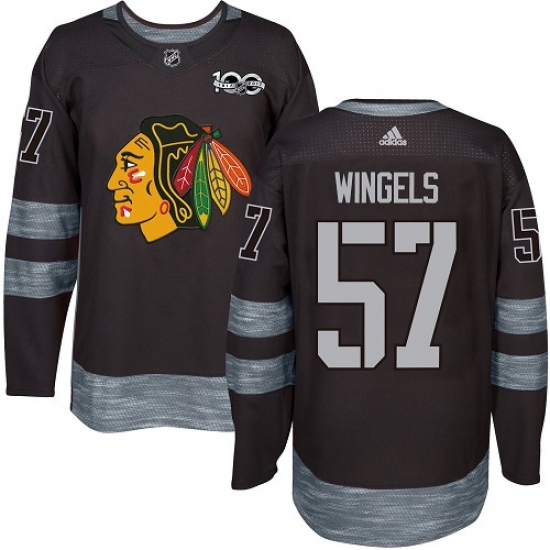 Men's Adidas Chicago Blackhawks #57 Tommy Wingels Authentic Black 1917-2017 100th Anniversary NHL Jersey - Ujersey