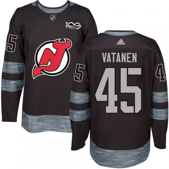 Men's Adidas New Jersey Devils #45 Sami Vatanen Authentic Black 1917-2017 100th Anniversary NHL Jersey