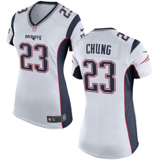 Women's Nike New England Patriots #23 Patrick Chung Game White NFL Jersey - Ujersey