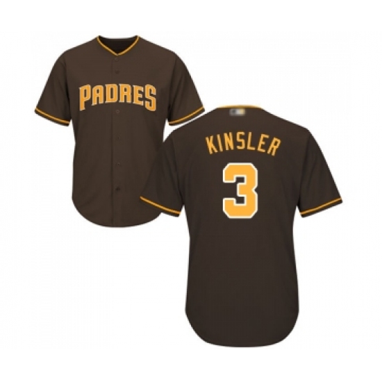 Youth San Diego Padres #3 Ian Kinsler Replica Brown Alternate Cool Base Baseball Jersey - Ujersey