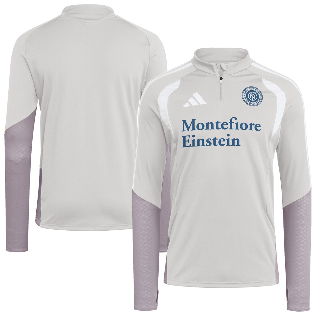 Men's New York City FC adidas Silver 2026 Tiro Competition Quarter-Zip Training Top - Ujersey