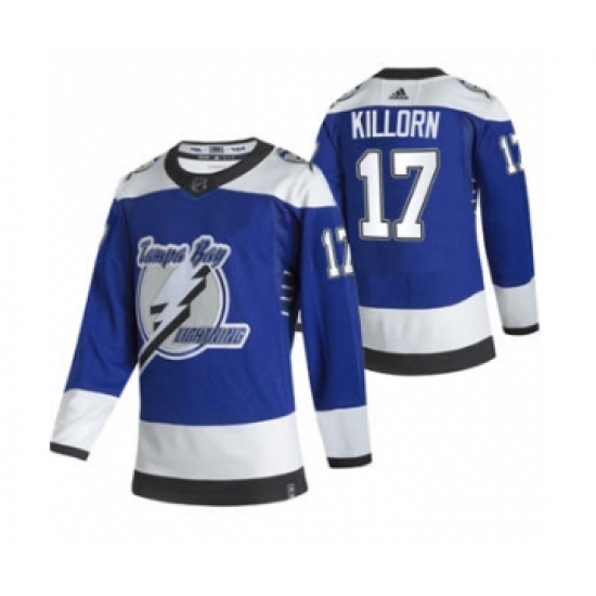 Men's Tampa Bay Lightning #17 Alex Killorn Blue 2020-21 Reverse Retro Alternate Hockey Jersey - Ujersey