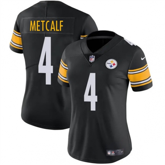Women's Pittsburgh Steelers #4 DK Metcalf Black 2025 Vapor Football Stitched Jersey(Run Small) - Ujersey
