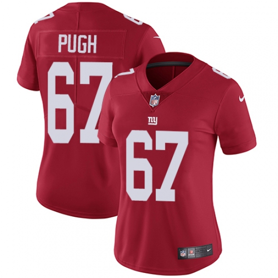 Women's Nike New York Giants #67 Justin Pugh Red Alternate Vapor Untouchable Limited Player NFL Jersey - Ujersey