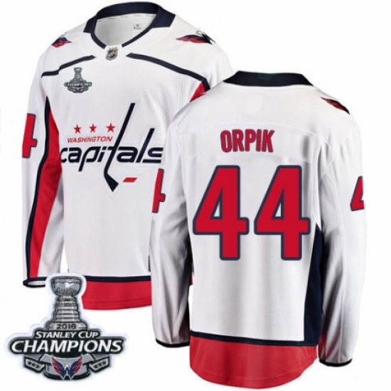 Men's Washington Capitals #44 Brooks Orpik Fanatics Branded White Away Breakaway 2018 Stanley Cup Final Champions NHL Jersey - Ujersey