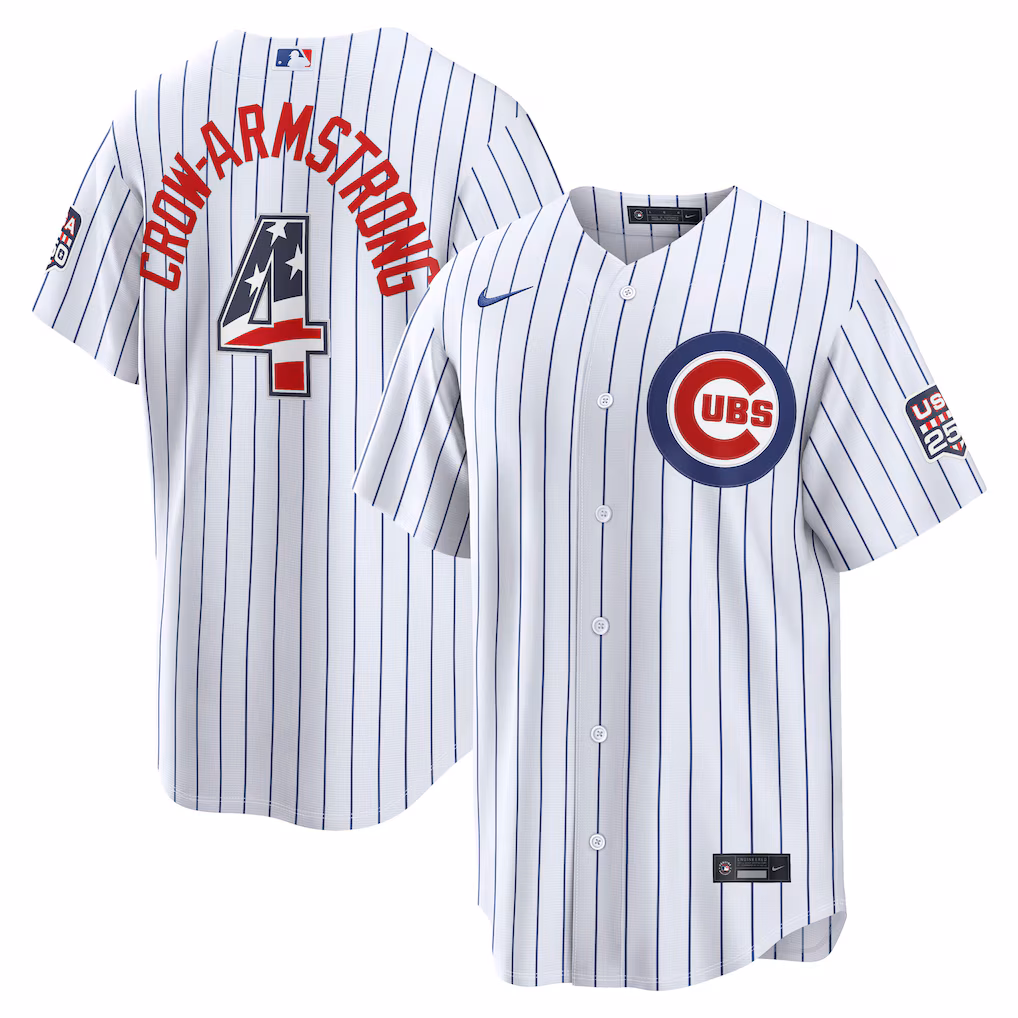 Men's Chicago Cubs Pete Crow-Armstrong Nike White USA 250 Fourth of July Home Stadium Jersey - Ujersey
