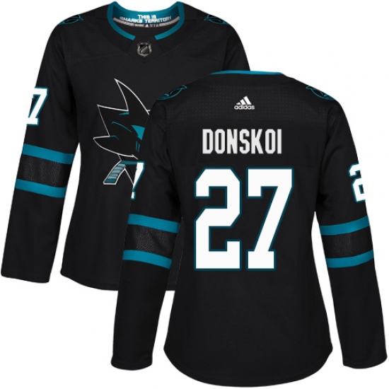 Women's Adidas San Jose Sharks #27 Joonas Donskoi Premier Black Alternate NHL Jersey - Ujersey