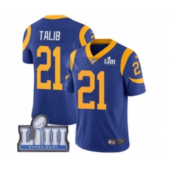 Men's Nike Los Angeles Rams #21 Aqib Talib Royal Blue Alternate Vapor Untouchable Limited Player Super Bowl LIII Bound NFL Jersey - Ujersey