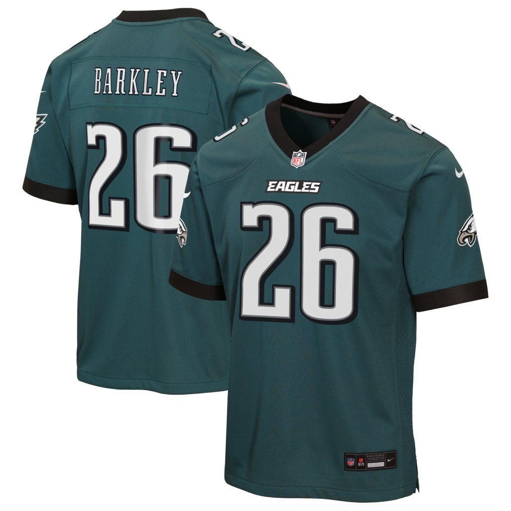 Youth Philadelphia Eagles Saquon Barkley Nike Midnight Green Team Game Jersey - SUjersey01