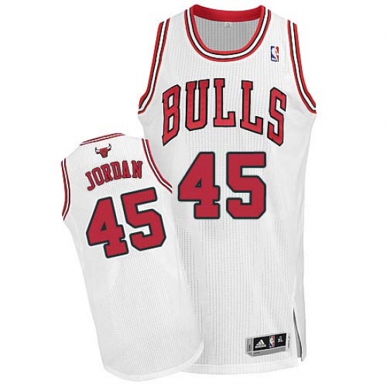 Men's Adidas Chicago Bulls #45 Michael Jordan Authentic White Home NBA Jersey - Ujersey
