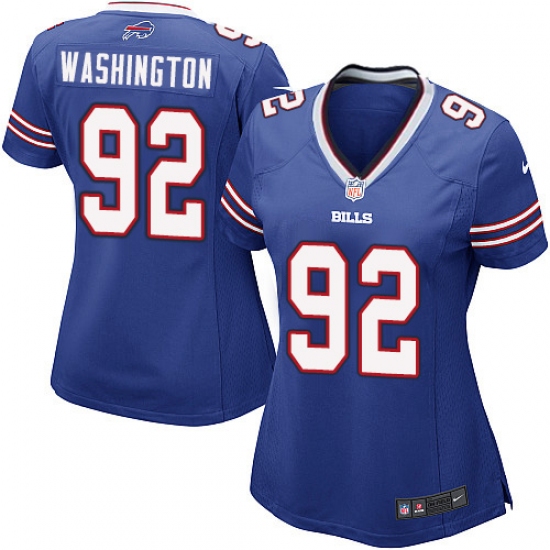 Women's Nike Buffalo Bills #92 Adolphus Washington Game Royal Blue Team Color NFL Jersey - Ujersey