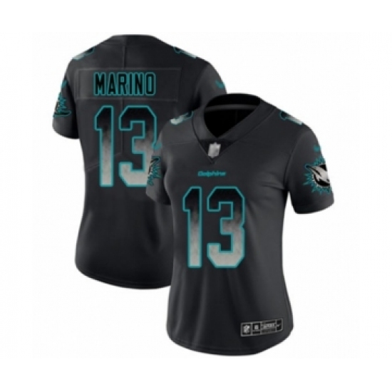 Women's Miami Dolphins #13 Dan Marino Limited Black Smoke Fashion Football Jersey - Ujersey