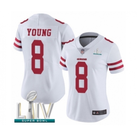 Women's San Francisco 49ers #8 Steve Young White Vapor Untouchable Limited Player Super Bowl LIV Bound Football Jersey - Ujersey