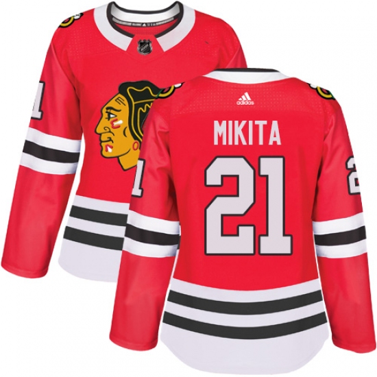 Women's Adidas Chicago Blackhawks #21 Stan Mikita Authentic Red Home NHL Jersey - Ujersey