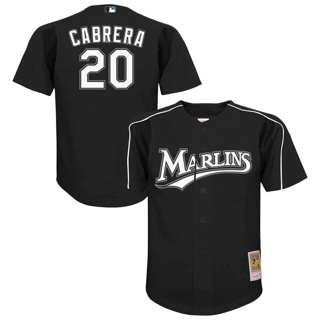 Youth Florida Marlins Miguel Cabrera Mitchell & Ness Black Mesh Batting Practice Replica Jersey - Ujersey