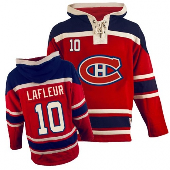 Men's Old Time Hockey Montreal Canadiens #10 Guy Lafleur Premier Red Sawyer Hooded Sweatshirt NHL Jersey - Ujersey