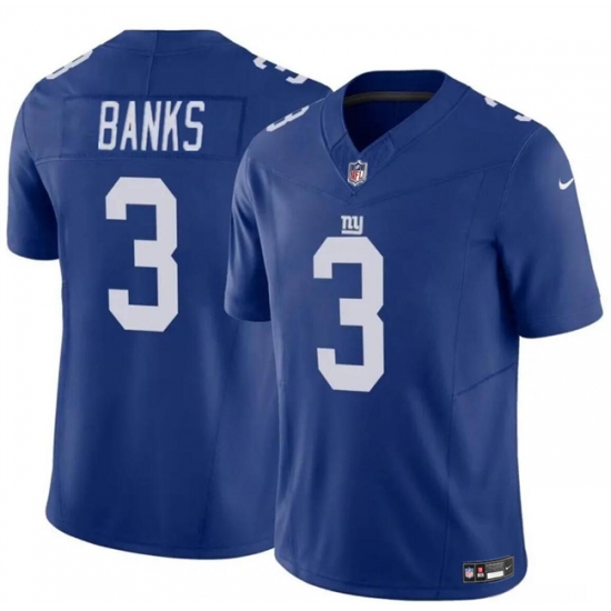 Men's New York Giants #3 Deonte Banks Blue 2023 F.U.S.E. Vapor Untouchable Limited Football Stitched Jersey - Ujersey