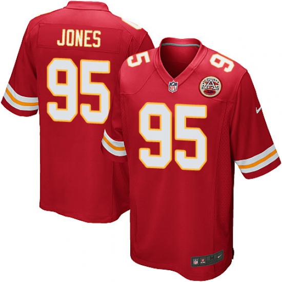Men's Nike Kansas City Chiefs #95 Chris Jones Game Red Team Color NFL Jersey - Ujersey