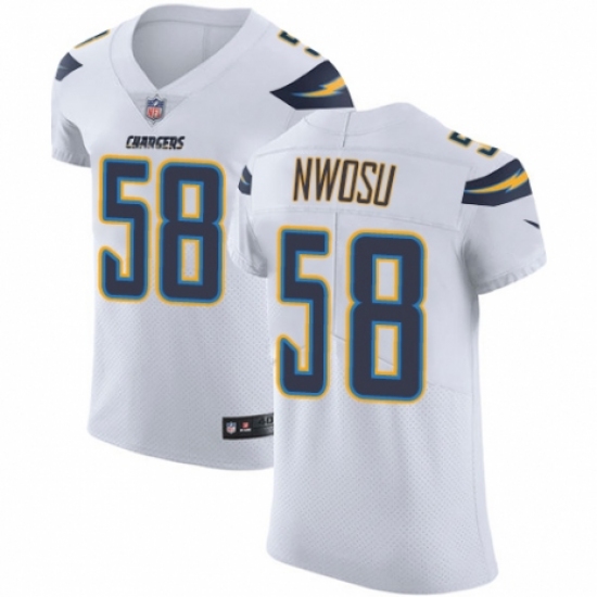 Men's Nike Los Angeles Chargers #58 Uchenna Nwosu White Vapor Untouchable Elite Player NFL Jersey - Ujersey