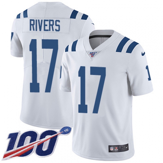 Youth Nike Indianapolis Colts #17 Philip Rivers White Stitched NFL 100th Season Vapor Untouchable Limited Jersey - Ujersey