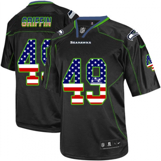 Men's Nike Seattle Seahawks #49 Shaquem Griffin Elite Black USA Flag Fashion NFL Jersey - Ujersey