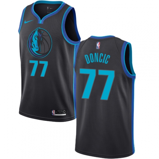 Youth Nike Dallas Mavericks #77 Luka Doncic Swingman Charcoal NBA Jersey - City Edition - Ujersey
