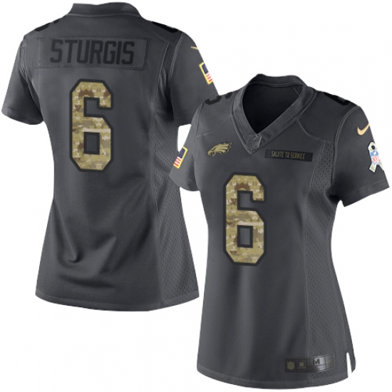 Women's Nike Philadelphia Eagles #6 Caleb Sturgis Limited Black 2016 Salute to Service NFL Jersey - Ujersey