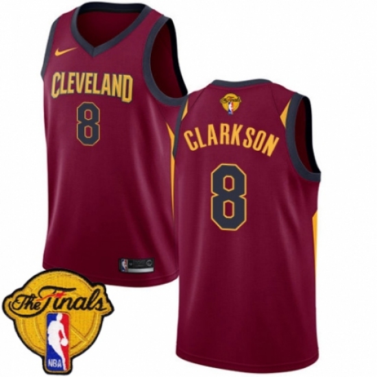 Men's Nike Cleveland Cavaliers #8 Jordan Clarkson Swingman Maroon 2018 NBA Finals Bound NBA Jersey - Icon Edition - Ujersey