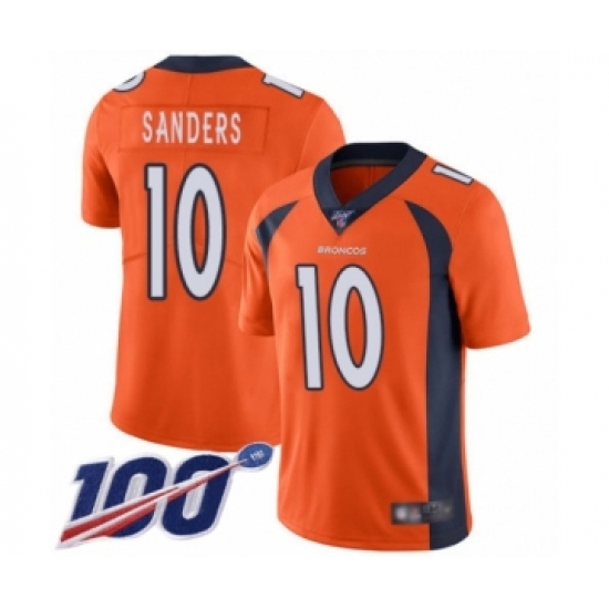Men's Denver Broncos #10 Emmanuel Sanders Orange Team Color Vapor Untouchable Limited Player 100th Season Football Jersey - Ujersey