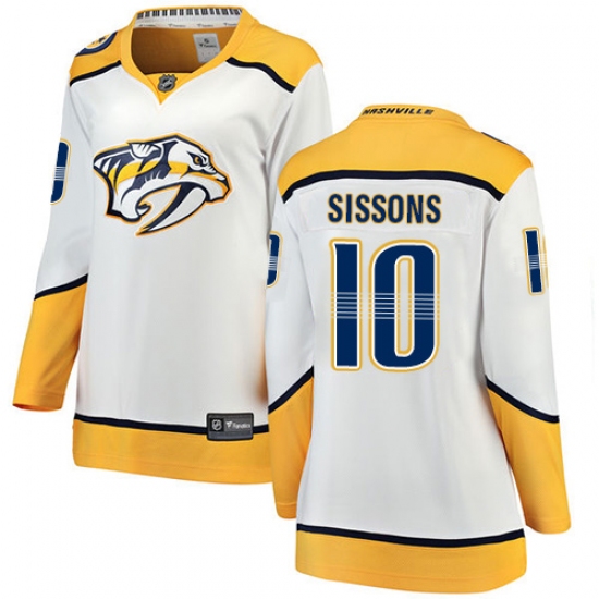 Women's Nashville Predators #10 Colton Sissons Fanatics Branded White Away Breakaway NHL Jersey - Ujersey