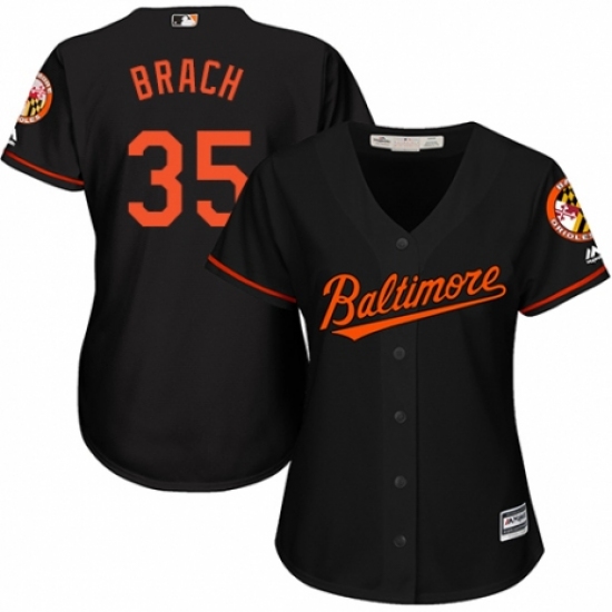 Women's Majestic Baltimore Orioles #35 Brad Brach Replica Black Alternate Cool Base MLB Jersey - Ujersey