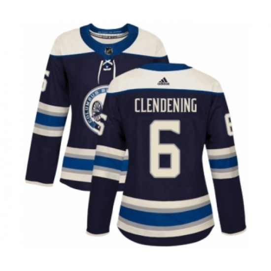 Women's Adidas Columbus Blue Jackets #6 Adam Clendening Premier Navy Blue Alternate NHL Jersey - Ujersey