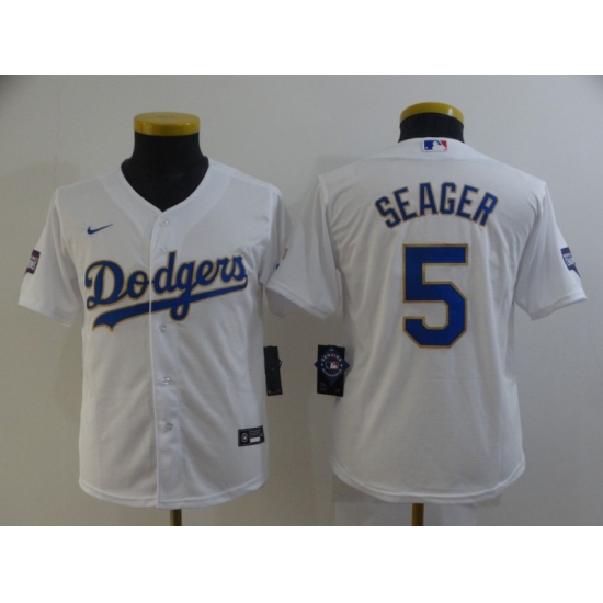 Youth Nike Los Angeles Dodgers #5 Corey Seager White Series Champions Jersey - Ujersey