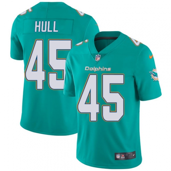 Men's Nike Miami Dolphins #45 Mike Hull Aqua Green Team Color Vapor Untouchable Limited Player NFL Jersey - Ujersey