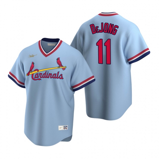 Men's Nike St. Louis Cardinals #11 Paul DeJong Light Blue Cooperstown Collection Road Stitched Baseball Jersey - Ujersey