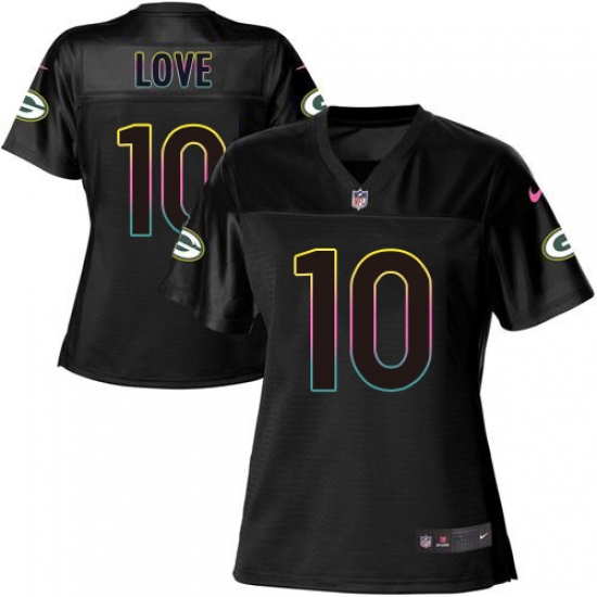 Women's Green Bay Packers #10 Jordan Love Black NFL Fashion Game Jersey - Ujersey