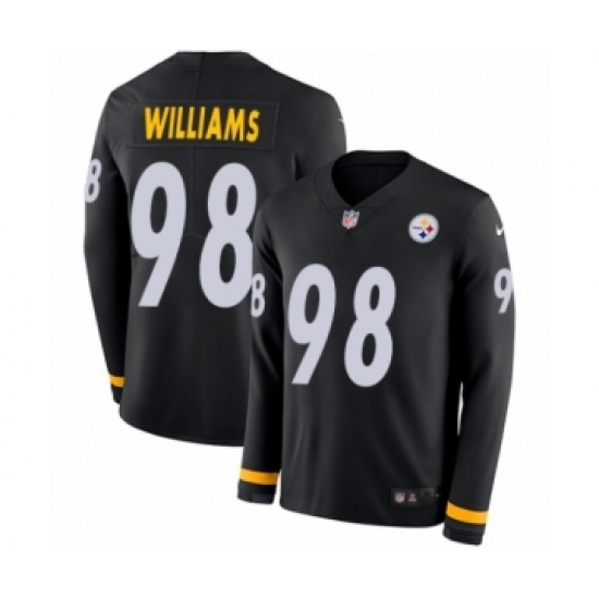Youth Nike Pittsburgh Steelers #98 Vince Williams Limited Black Therma Long Sleeve NFL Jersey - Ujersey