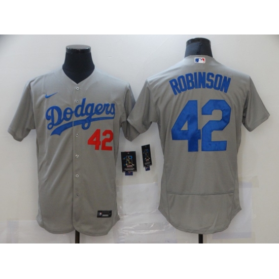 Men's Los Angeles Dodgers #42 Jackie Robinson Gray Nike MLB Jersey - Ujersey