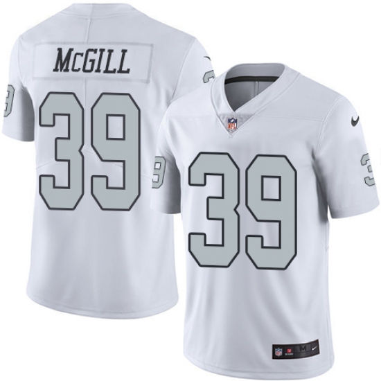 Youth Nike Oakland Raiders #39 Keith McGill Elite White Rush Vapor Untouchable NFL Jersey