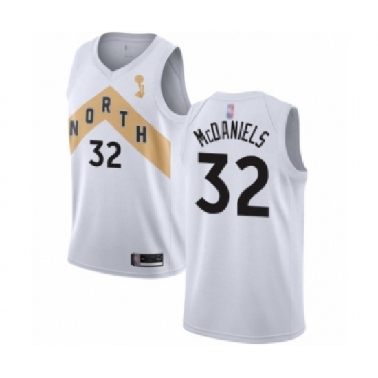 Women's Toronto Raptors #32 KJ McDaniels Swingman White 2019 Basketball Finals Champions Jersey - City Edition - Ujersey