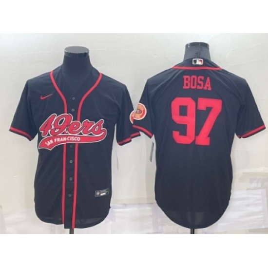 Men's San Francisco 49ers #97 Nick Bosa Black Stitched Cool Base Nike Baseball Jersey - Ujersey
