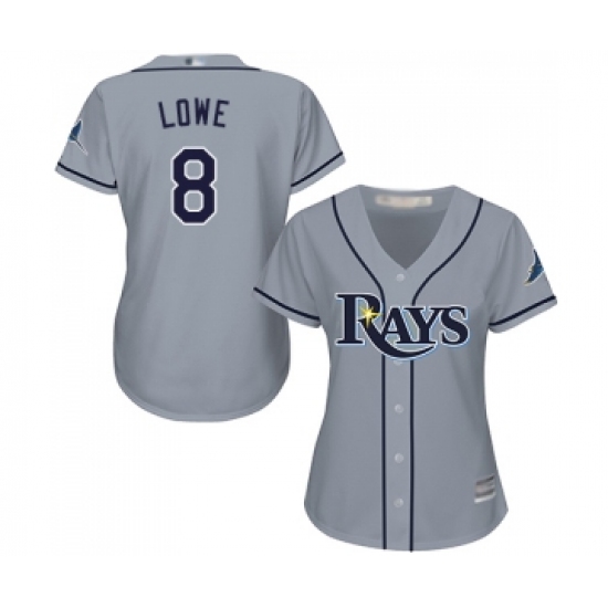 Women's Tampa Bay Rays #8 Brandon Lowe Replica Grey Road Cool Base Baseball Jersey