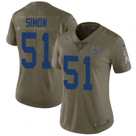 Women's Nike Indianapolis Colts #51 John Simon Limited Olive 2017 Salute to Service NFL Jersey - Ujersey