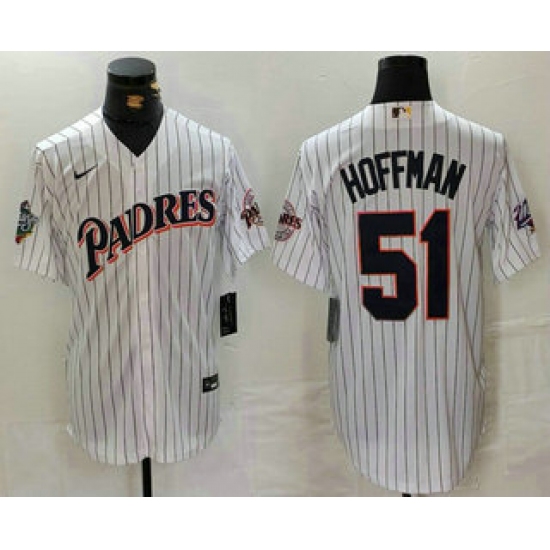 Men's San Diego Padres #51 Trevor Hoffman White Pinstripe Nike Jersey - Ujersey