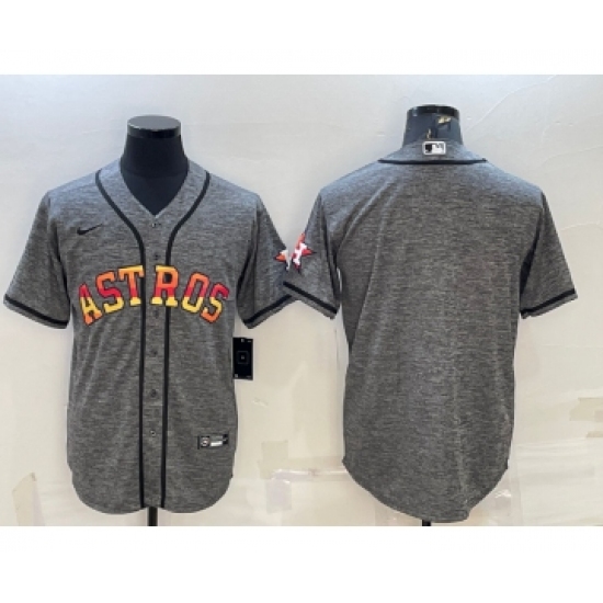 Men's Houston Astros Blank Grey With Patch Cool Base Stitched Baseball Jersey - Ujersey
