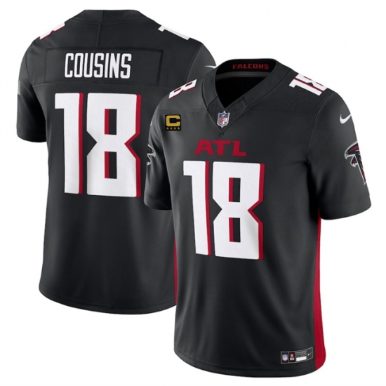 Men's Atlanta Falcons #18 Kirk Cousins Black 2024 F.U.S.E With 4-Star C Vapor Untouchable Limited Stitched Football Jersey - Ujersey