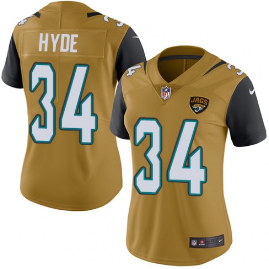 Women's Nike Jacksonville Jaguars #34 Carlos Hyde Limited Gold Rush Vapor Untouchable NFL Jersey - Ujersey
