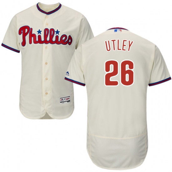 Men's Majestic Philadelphia Phillies #26 Chase Utley Cream Alternate Flex Base Authentic Collection MLB Jersey - Ujersey