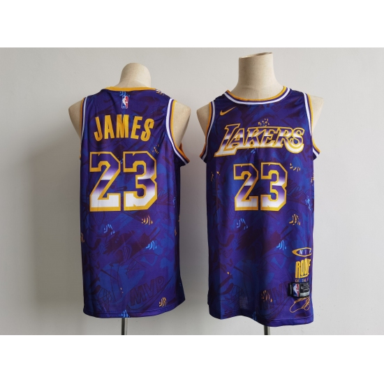 Men's Los Angeles Lakers #23 LeBron James Purple Mvp Rookie Of The Year Select Series Jersey - Ujersey