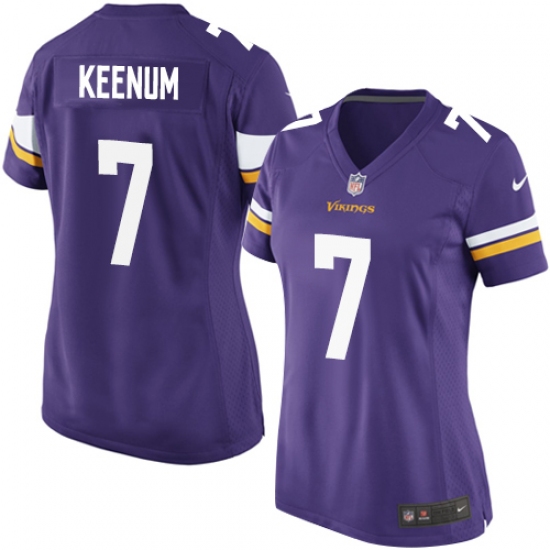 Women's Nike Minnesota Vikings #7 Case Keenum Game Purple Team Color NFL Jersey - Ujersey